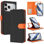 Étui de téléphone en cuir végétalien avec texture Litchi amovible et patch magnétique latéral, pour iPhone 17 Pro Max, pour iPhone 17 Pro, pour iPhone 17, pour iPhone Air, pour iPhone 16 Pro Max, pour iPhone 16 Pro, pour iPhone 16 Plus, pour iPhone 16
