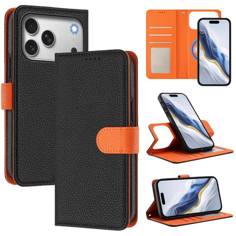 Étui de téléphone en cuir végétalien avec texture Litchi amovible et patch magnétique latéral, pour iPhone 17 Pro Max, pour iPhone 17 Pro, pour iPhone 17, pour iPhone Air, pour iPhone 16 Pro Max, pour iPhone 16 Pro, pour iPhone 16 Plus, pour iPhone 16
