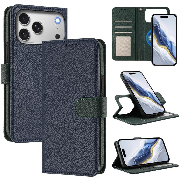 Étui de téléphone en cuir végétalien avec texture Litchi amovible et patch magnétique latéral, pour iPhone 17 Pro Max, pour iPhone 17 Pro, pour iPhone 17, pour iPhone Air, pour iPhone 16 Pro Max, pour iPhone 16 Pro, pour iPhone 16 Plus, pour iPhone 16