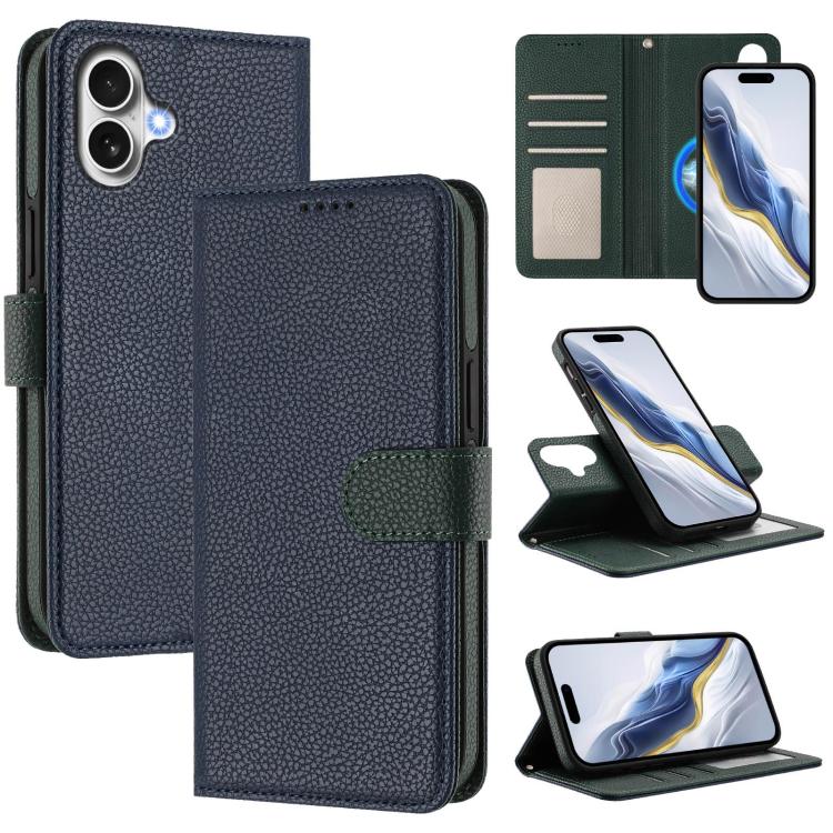 Étui de téléphone en cuir végétalien avec texture Litchi amovible et patch magnétique latéral, pour iPhone 17 Pro Max, pour iPhone 17 Pro, pour iPhone 17, pour iPhone Air, pour iPhone 16 Pro Max, pour iPhone 16 Pro, pour iPhone 16 Plus, pour iPhone 16