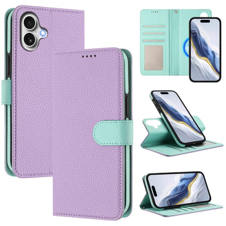 Étui de téléphone en cuir végétalien avec texture Litchi amovible et patch magnétique latéral, pour iPhone 17 Pro Max, pour iPhone 17 Pro, pour iPhone 17, pour iPhone Air, pour iPhone 16 Pro Max, pour iPhone 16 Pro, pour iPhone 16 Plus, pour iPhone 16