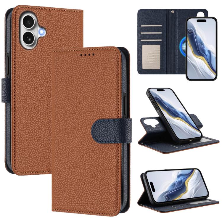 Étui de téléphone en cuir végétalien avec texture Litchi amovible et patch magnétique latéral, pour iPhone 17 Pro Max, pour iPhone 17 Pro, pour iPhone 17, pour iPhone Air, pour iPhone 16 Pro Max, pour iPhone 16 Pro, pour iPhone 16 Plus, pour iPhone 16