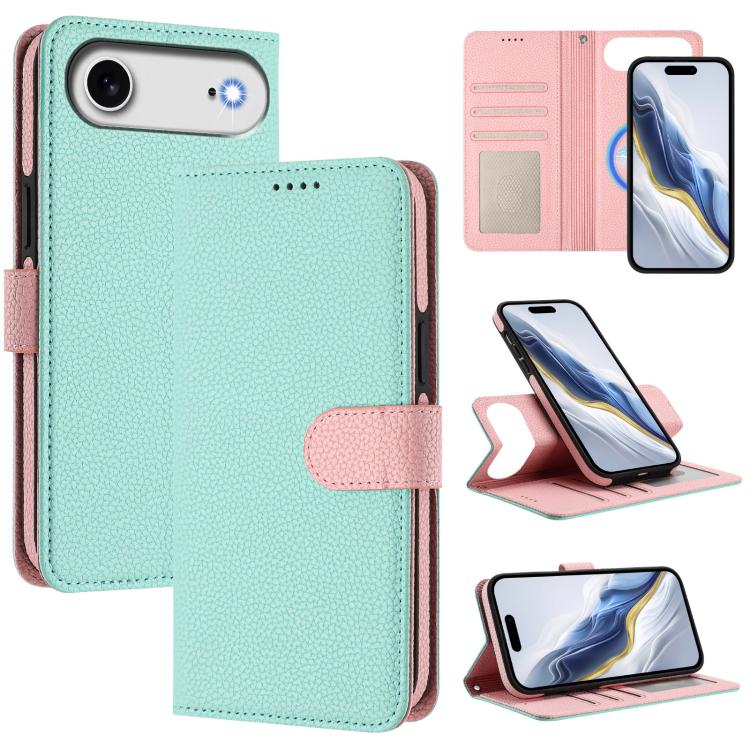 Étui de téléphone en cuir végétalien avec texture Litchi amovible et patch magnétique latéral, pour iPhone 17 Pro Max, pour iPhone 17 Pro, pour iPhone 17, pour iPhone Air, pour iPhone 16 Pro Max, pour iPhone 16 Pro, pour iPhone 16 Plus, pour iPhone 16