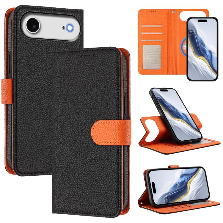 Étui de téléphone en cuir végétalien avec texture Litchi amovible et patch magnétique latéral, pour iPhone 17 Pro Max, pour iPhone 17 Pro, pour iPhone 17, pour iPhone Air, pour iPhone 16 Pro Max, pour iPhone 16 Pro, pour iPhone 16 Plus, pour iPhone 16