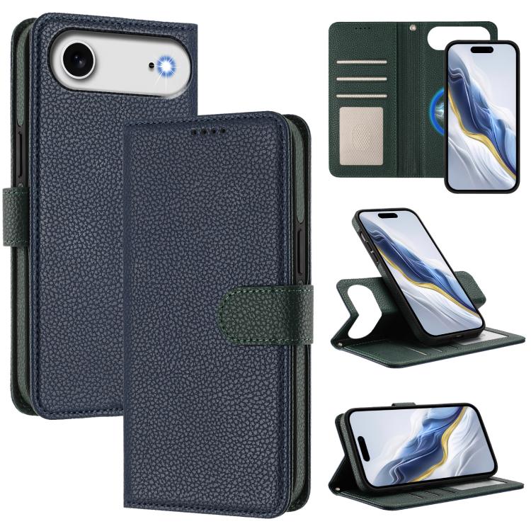 Étui de téléphone en cuir végétalien avec texture Litchi amovible et patch magnétique latéral, pour iPhone 17 Pro Max, pour iPhone 17 Pro, pour iPhone 17, pour iPhone Air, pour iPhone 16 Pro Max, pour iPhone 16 Pro, pour iPhone 16 Plus, pour iPhone 16