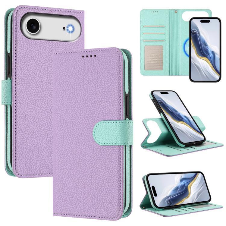 Étui de téléphone en cuir végétalien avec texture Litchi amovible et patch magnétique latéral, pour iPhone 17 Pro Max, pour iPhone 17 Pro, pour iPhone 17, pour iPhone Air, pour iPhone 16 Pro Max, pour iPhone 16 Pro, pour iPhone 16 Plus, pour iPhone 16