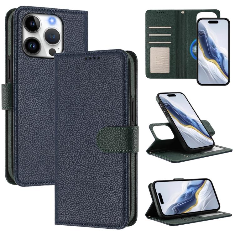 Étui de téléphone en cuir végétalien avec texture Litchi amovible et patch magnétique latéral, pour iPhone 17 Pro Max, pour iPhone 17 Pro, pour iPhone 17, pour iPhone Air, pour iPhone 16 Pro Max, pour iPhone 16 Pro, pour iPhone 16 Plus, pour iPhone 16