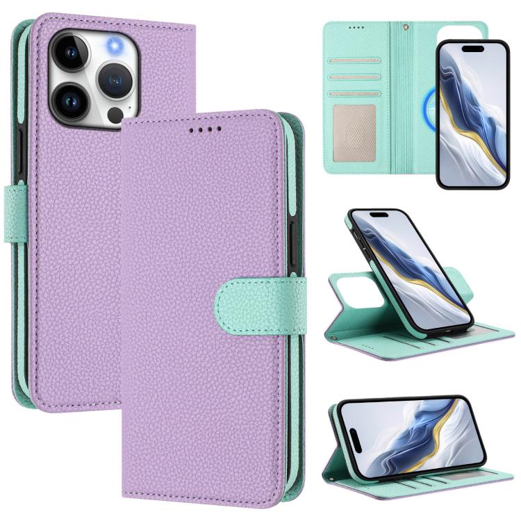 Étui de téléphone en cuir végétalien avec texture Litchi amovible et patch magnétique latéral, pour iPhone 17 Pro Max, pour iPhone 17 Pro, pour iPhone 17, pour iPhone Air, pour iPhone 16 Pro Max, pour iPhone 16 Pro, pour iPhone 16 Plus, pour iPhone 16