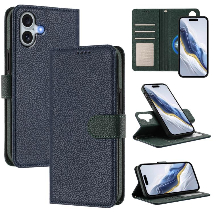 Étui de téléphone en cuir végétalien avec texture Litchi amovible et patch magnétique latéral, pour iPhone 17 Pro Max, pour iPhone 17 Pro, pour iPhone 17, pour iPhone Air, pour iPhone 16 Pro Max, pour iPhone 16 Pro, pour iPhone 16 Plus, pour iPhone 16