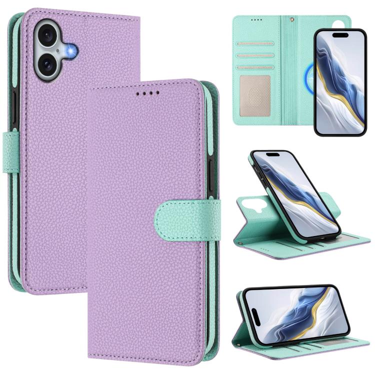 Étui de téléphone en cuir végétalien avec texture Litchi amovible et patch magnétique latéral, pour iPhone 17 Pro Max, pour iPhone 17 Pro, pour iPhone 17, pour iPhone Air, pour iPhone 16 Pro Max, pour iPhone 16 Pro, pour iPhone 16 Plus, pour iPhone 16