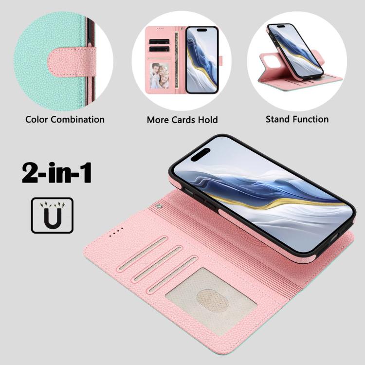 Coque de téléphone en cuir végan à patch latéral magnétique détachable texture litchi, pour iPhone 13 Pro Max, pour iPhone 13 Pro, pour iPhone 13, pour iPhone 12 / 12 Pro, pour iPhone 12 Pro Max, pour iPhone 11 Pro Max, pour iPhone 11, pour iPhone 11 Pro