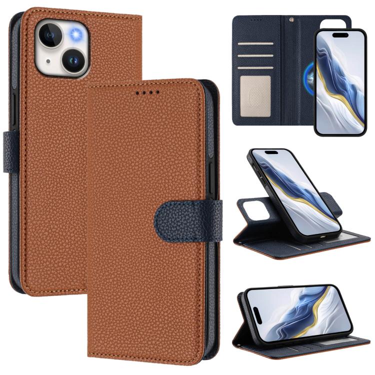 Coque de téléphone en cuir végan à patch latéral magnétique détachable texture litchi, pour iPhone 13 Pro Max, pour iPhone 13 Pro, pour iPhone 13, pour iPhone 12 / 12 Pro, pour iPhone 12 Pro Max, pour iPhone 11 Pro Max, pour iPhone 11, pour iPhone 11 Pro