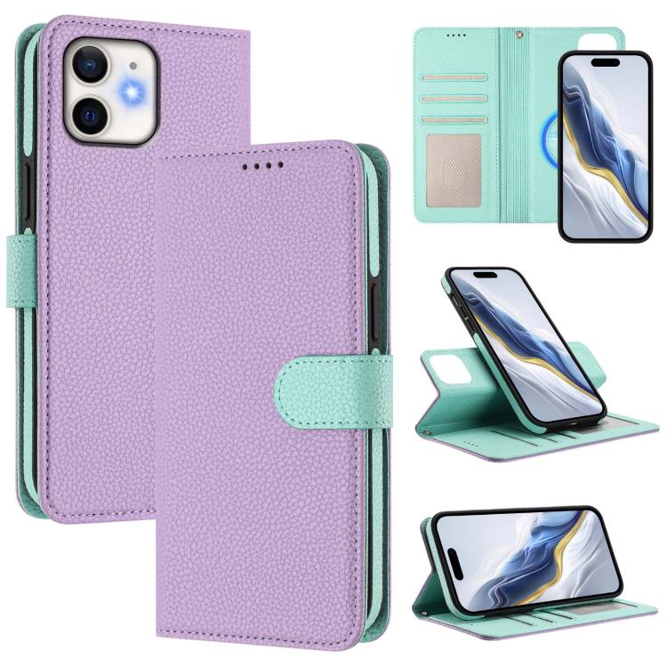 Coque de téléphone en cuir végan à patch latéral magnétique détachable texture litchi, pour iPhone 13 Pro Max, pour iPhone 13 Pro, pour iPhone 13, pour iPhone 12 / 12 Pro, pour iPhone 12 Pro Max, pour iPhone 11 Pro Max, pour iPhone 11, pour iPhone 11 Pro