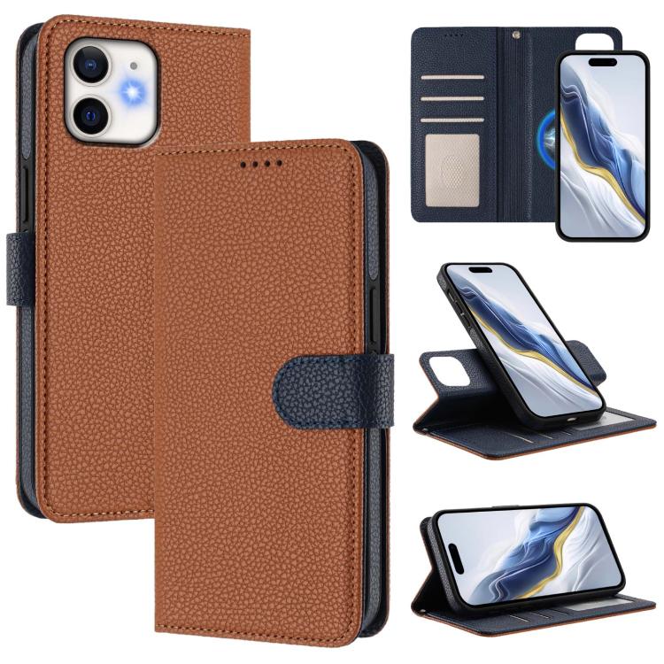 Coque de téléphone en cuir végan à patch latéral magnétique détachable texture litchi, pour iPhone 13 Pro Max, pour iPhone 13 Pro, pour iPhone 13, pour iPhone 12 / 12 Pro, pour iPhone 12 Pro Max, pour iPhone 11 Pro Max, pour iPhone 11, pour iPhone 11 Pro