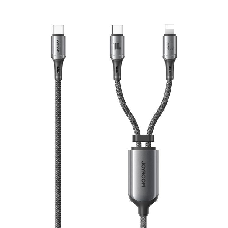 Câble de données de charge rapide JOYROOM S-A57 RapidX Series 100W 2-en-1 USB-C / Type-C vers USB-C / Type-C, 8 broches, 1,5m