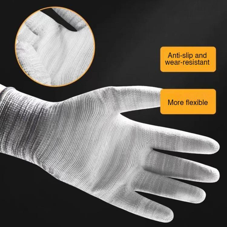 10 paires de gants de protection antistatiques en PU rayé avec paume enduite, livraison couleur aléatoire, S, M, L