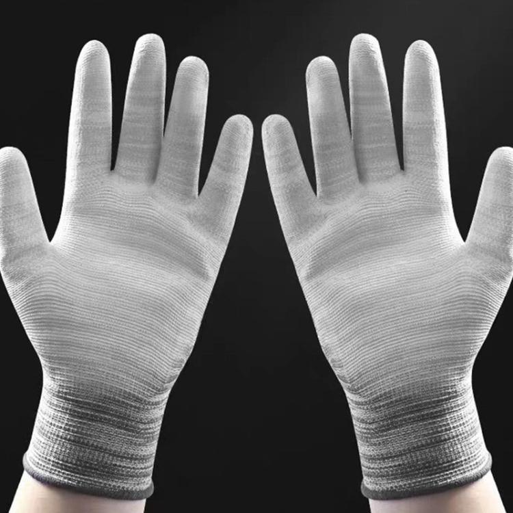 10 paires de gants de protection antistatiques en PU rayé avec paume enduite, livraison couleur aléatoire, S, M, L