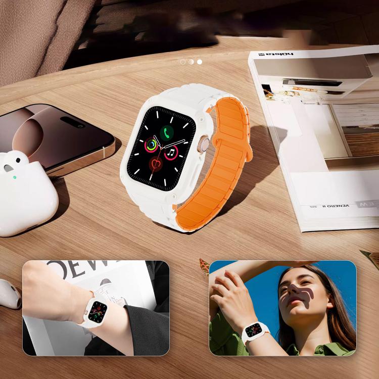 Bracelet de montre en silicone avec boucle magnétique inversée en TPU intégré, pour Apple Watch 45mm / 44mm, pour Apple Watch 41mm / 40mm
