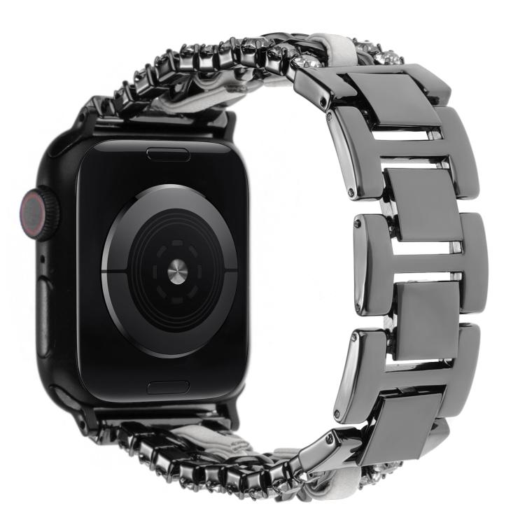 Bracelet de montre en cuir végétalien serti de diamants, pour Apple Watch 46mm / 49mm / 45mm / 44mm, pour Apple Watch 42mm / 41mm / 40mm / 38mm