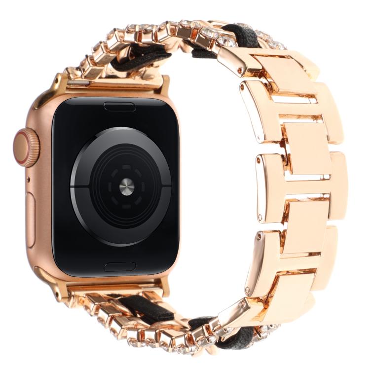 Bracelet de montre en cuir végétalien serti de diamants, pour Apple Watch 46mm / 49mm / 45mm / 44mm, pour Apple Watch 42mm / 41mm / 40mm / 38mm