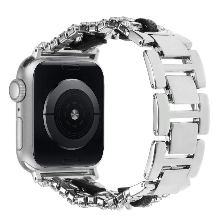 Bracelet de montre en cuir végétalien serti de diamants, pour Apple Watch 46mm / 49mm / 45mm / 44mm, pour Apple Watch 42mm / 41mm / 40mm / 38mm