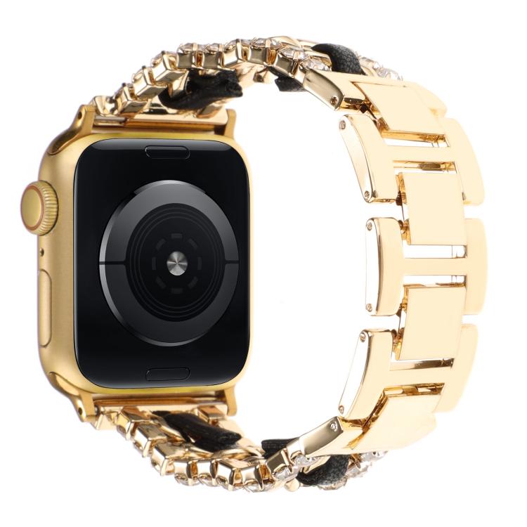 Bracelet de montre en cuir végétalien serti de diamants, pour Apple Watch 46mm / 49mm / 45mm / 44mm, pour Apple Watch 42mm / 41mm / 40mm / 38mm