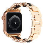 Bracelet de montre en cuir végétalien serti de diamants, pour Apple Watch 46mm / 49mm / 45mm / 44mm, pour Apple Watch 42mm / 41mm / 40mm / 38mm