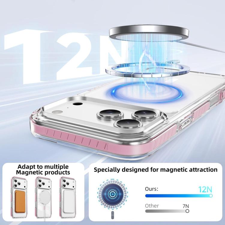 Étui de téléphone hybride en acrylique et TPU magnétique transparent Crystal Shield, pour iPhone 17 Pro Max, pour iPhone 17 Pro, pour iPhone 17, pour iPhone Air, pour iPhone 16 Pro Max, pour iPhone 16 Pro