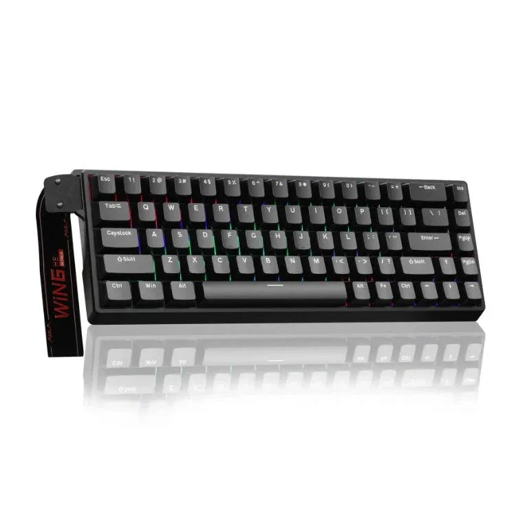 Clavier filaire RGB AULA WIN68HE Version Standard 68 touches, WIN68HE Axe magnétique bois gris noir