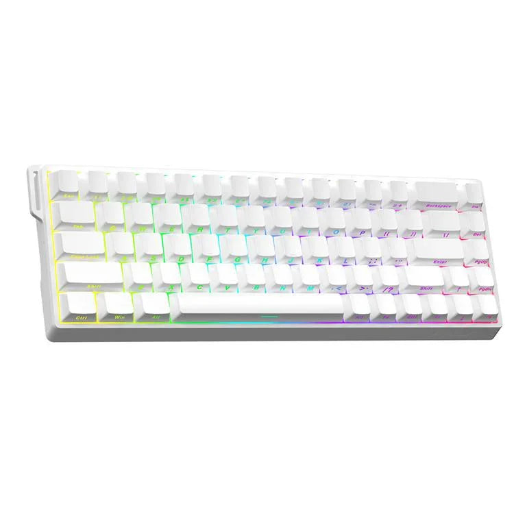Clavier filaire RGB AULA WIN68HE Version Standard 68 touches, WIN68HE Axe magnétique bois gris blanc imprimé sur le côté