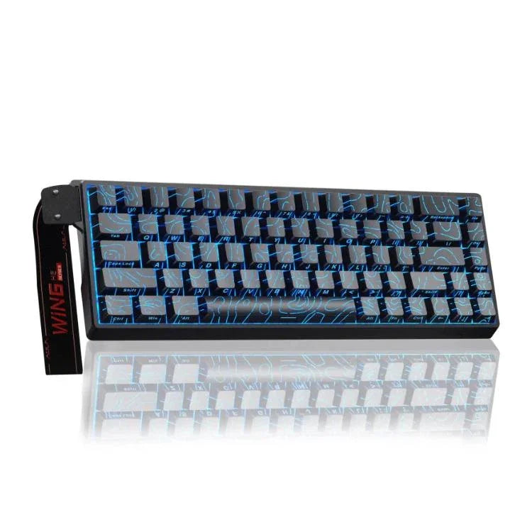 Clavier filaire RGB AULA WIN68HE Version Standard 68 touches, WIN68HE Axe magnétique bois gris lignes de contour noires