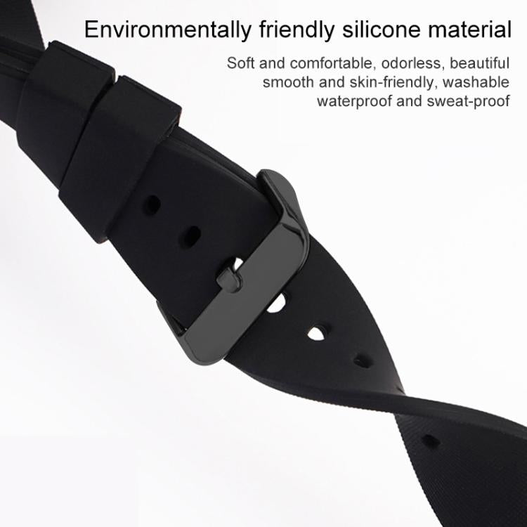 xDfind Stainless Steel Black Pin Buckle Solid Color Silicone Waterproof Watch Band, 20mm, 21mm, 22mm