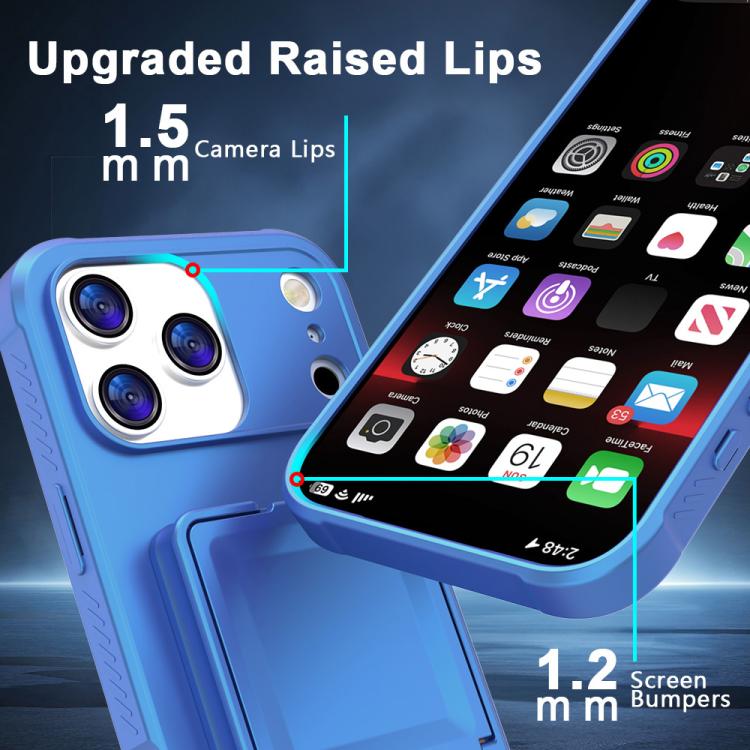 Coque de téléphone avec porte-cartes miroir caché en TPU toucher doux et béquille, pour iPhone 17 Pro Max, pour iPhone 17 Pro, pour iPhone 17, pour iPhone Air