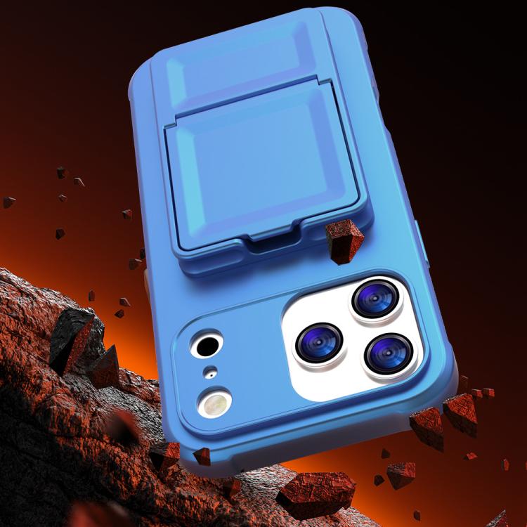Coque de téléphone avec porte-cartes miroir caché en TPU toucher doux et béquille, pour iPhone 17 Pro Max, pour iPhone 17 Pro, pour iPhone 17, pour iPhone Air
