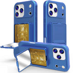 Coque de téléphone avec porte-cartes miroir caché en TPU toucher doux et béquille, pour iPhone 17 Pro Max, pour iPhone 17 Pro, pour iPhone 17, pour iPhone Air