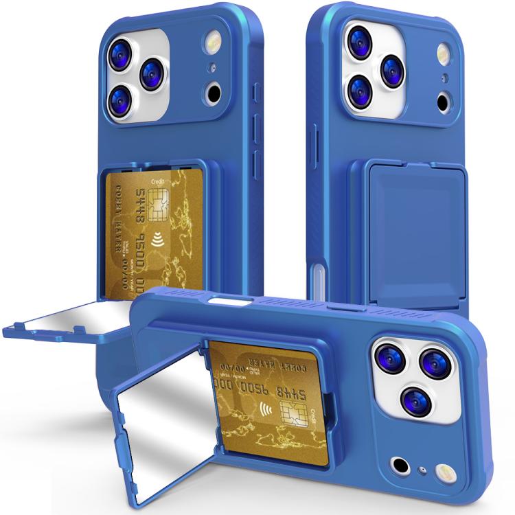Coque de téléphone avec porte-cartes miroir caché en TPU toucher doux et béquille, pour iPhone 17 Pro Max, pour iPhone 17 Pro, pour iPhone 17, pour iPhone Air