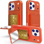 Coque de téléphone avec porte-cartes miroir caché en TPU toucher doux et béquille, pour iPhone 17 Pro Max, pour iPhone 17 Pro, pour iPhone 17, pour iPhone Air