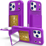 Coque de téléphone avec porte-cartes miroir caché en TPU toucher doux et béquille, pour iPhone 17 Pro Max, pour iPhone 17 Pro, pour iPhone 17, pour iPhone Air