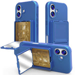 Coque de téléphone avec porte-cartes miroir caché en TPU toucher doux et béquille, pour iPhone 17 Pro Max, pour iPhone 17 Pro, pour iPhone 17, pour iPhone Air