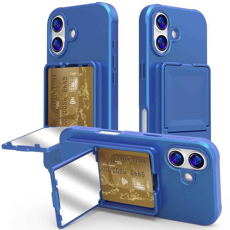 Coque de téléphone avec porte-cartes miroir caché en TPU toucher doux et béquille, pour iPhone 17 Pro Max, pour iPhone 17 Pro, pour iPhone 17, pour iPhone Air