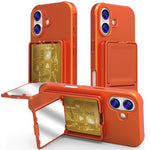 Coque de téléphone avec porte-cartes miroir caché en TPU toucher doux et béquille, pour iPhone 17 Pro Max, pour iPhone 17 Pro, pour iPhone 17, pour iPhone Air