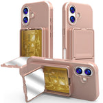 Coque de téléphone avec porte-cartes miroir caché en TPU toucher doux et béquille, pour iPhone 17 Pro Max, pour iPhone 17 Pro, pour iPhone 17, pour iPhone Air