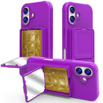 Coque de téléphone avec porte-cartes miroir caché en TPU toucher doux et béquille, pour iPhone 17 Pro Max, pour iPhone 17 Pro, pour iPhone 17, pour iPhone Air