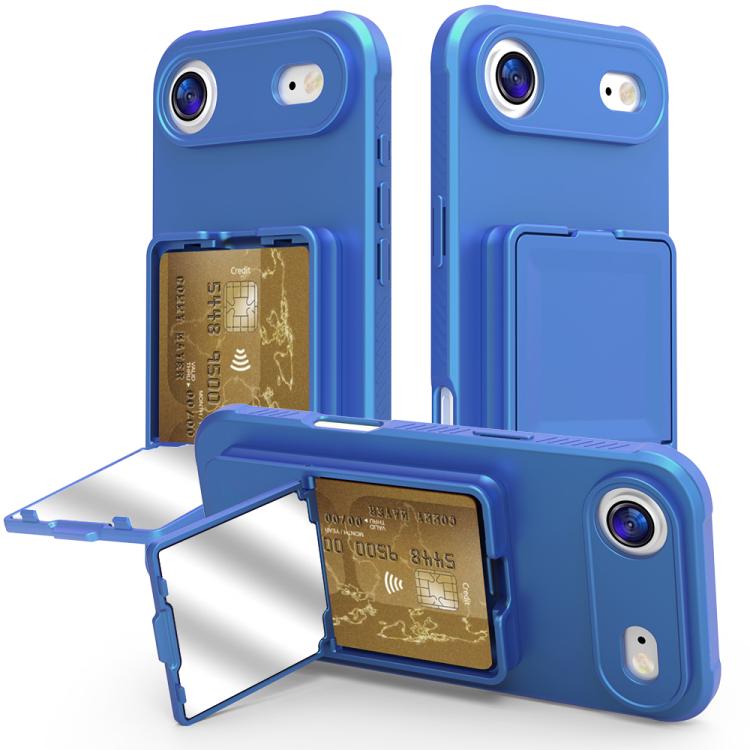 Coque de téléphone avec porte-cartes miroir caché en TPU toucher doux et béquille, pour iPhone 17 Pro Max, pour iPhone 17 Pro, pour iPhone 17, pour iPhone Air