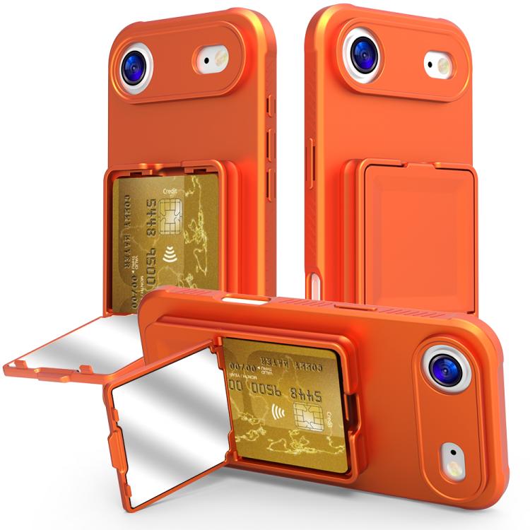 Coque de téléphone avec porte-cartes miroir caché en TPU toucher doux et béquille, pour iPhone 17 Pro Max, pour iPhone 17 Pro, pour iPhone 17, pour iPhone Air