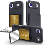 Coque de téléphone avec porte-cartes miroir caché en TPU toucher doux et béquille, pour iPhone 17 Pro Max, pour iPhone 17 Pro, pour iPhone 17, pour iPhone Air