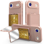 Coque de téléphone avec porte-cartes miroir caché en TPU toucher doux et béquille, pour iPhone 17 Pro Max, pour iPhone 17 Pro, pour iPhone 17, pour iPhone Air