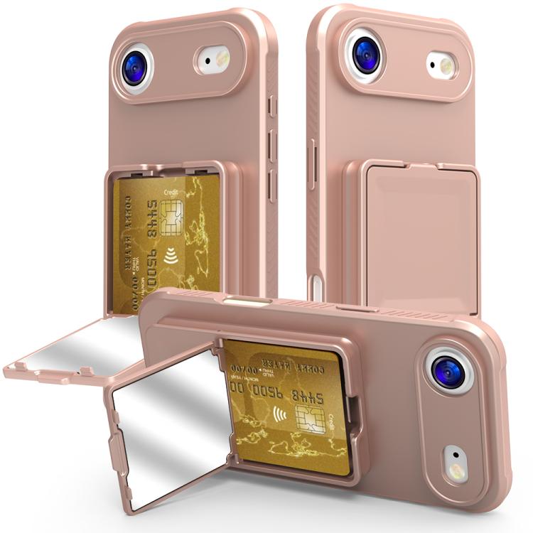 Coque de téléphone avec porte-cartes miroir caché en TPU toucher doux et béquille, pour iPhone 17 Pro Max, pour iPhone 17 Pro, pour iPhone 17, pour iPhone Air