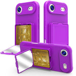 Coque de téléphone avec porte-cartes miroir caché en TPU toucher doux et béquille, pour iPhone 17 Pro Max, pour iPhone 17 Pro, pour iPhone 17, pour iPhone Air