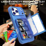 Étui de téléphone avec sac à cartes miroir caché horizontal en TPU hybride PC toucher peau, pour iPhone 17 Pro Max, pour iPhone 17 Pro, pour iPhone 17, pour iPhone Air